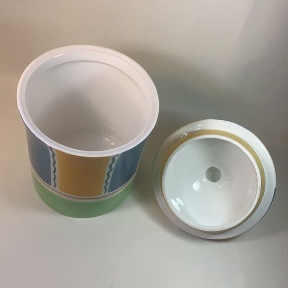 Cookie Jar Lid Green Yellow Blue 10 Inches Tall - Picture 4 of 8